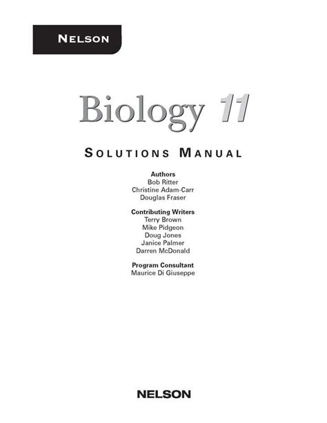 Nelson Biology VCE Units 1 and 2. . Nelson biology textbook answers